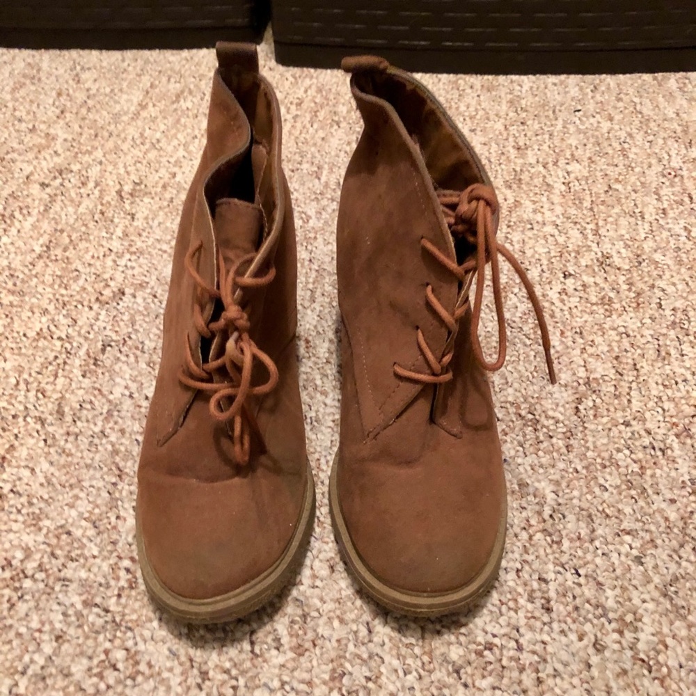 Beige heeled boots